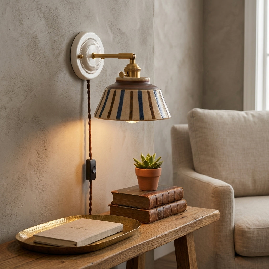 Soline Hand-Painted Striped Ceramic Wall Sconce