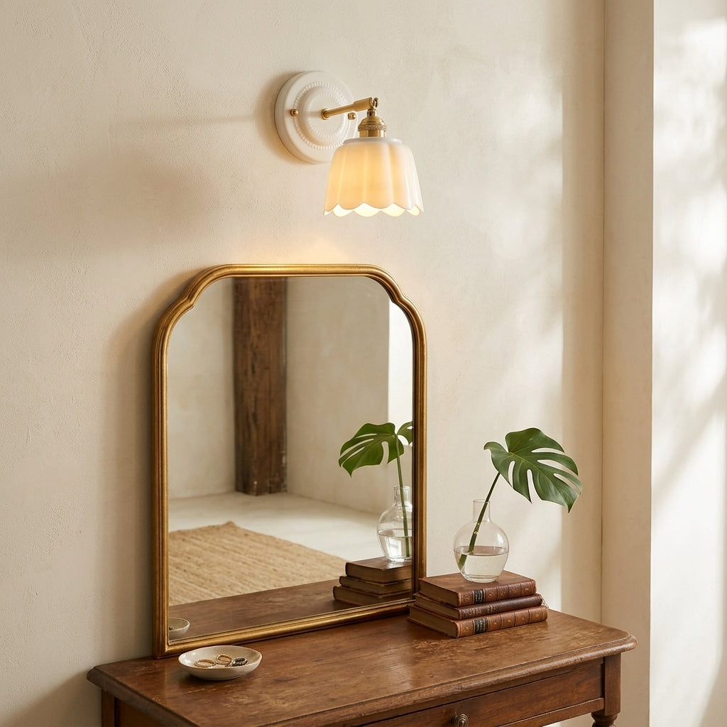 Seraphine Scalloped Ceramic Wall Sconce