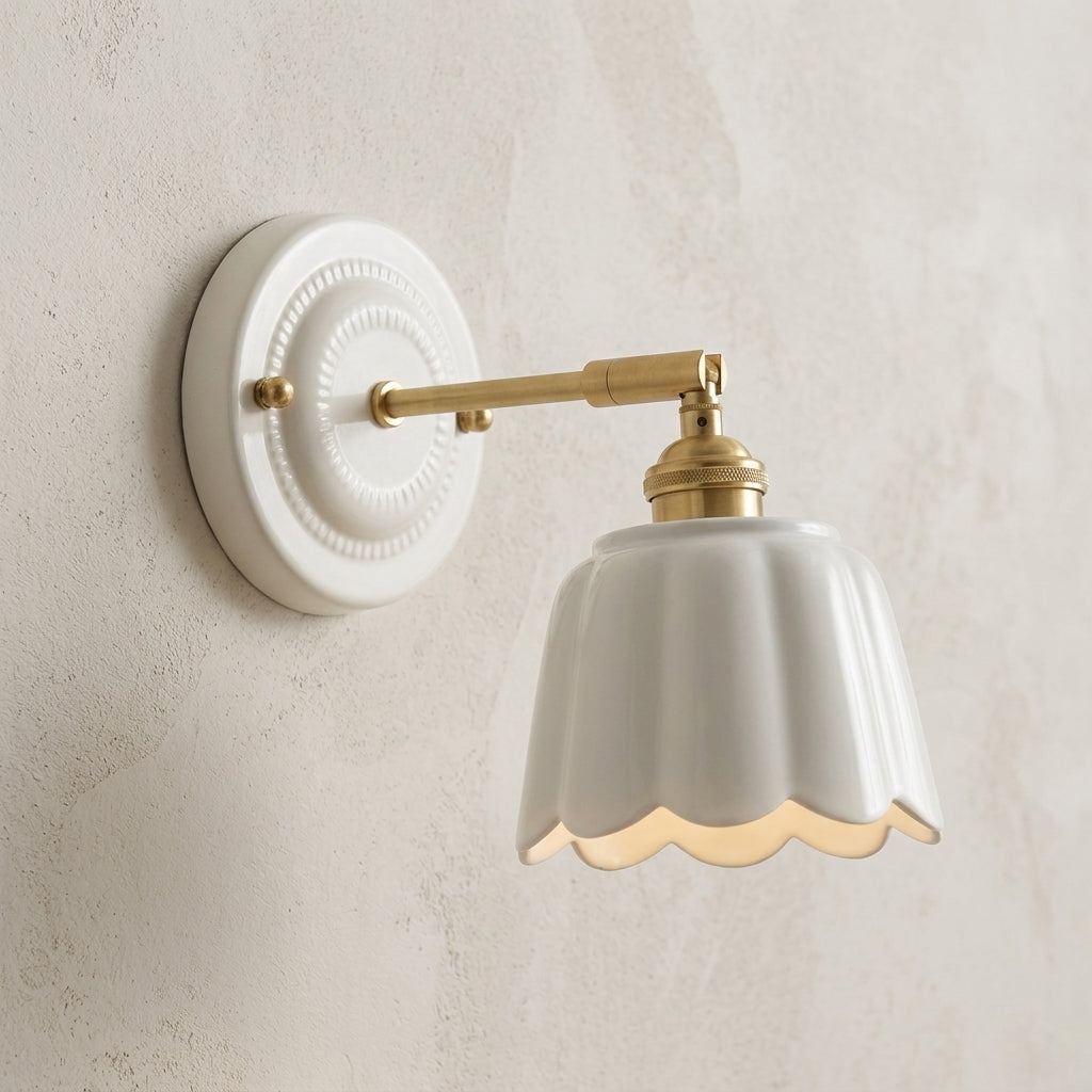 Seraphine Scalloped Ceramic Wall Sconce