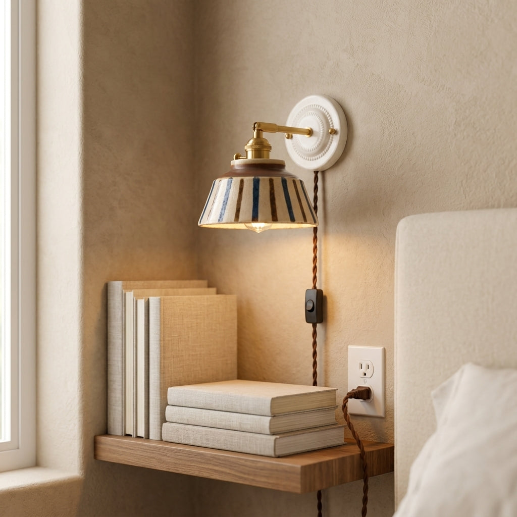 Soline Hand-Painted Striped Ceramic Wall Sconce