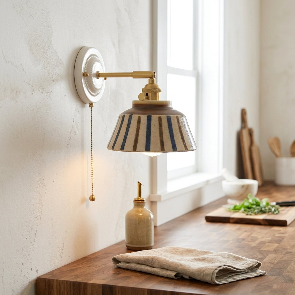 Soline Hand-Painted Striped Ceramic Wall Sconce