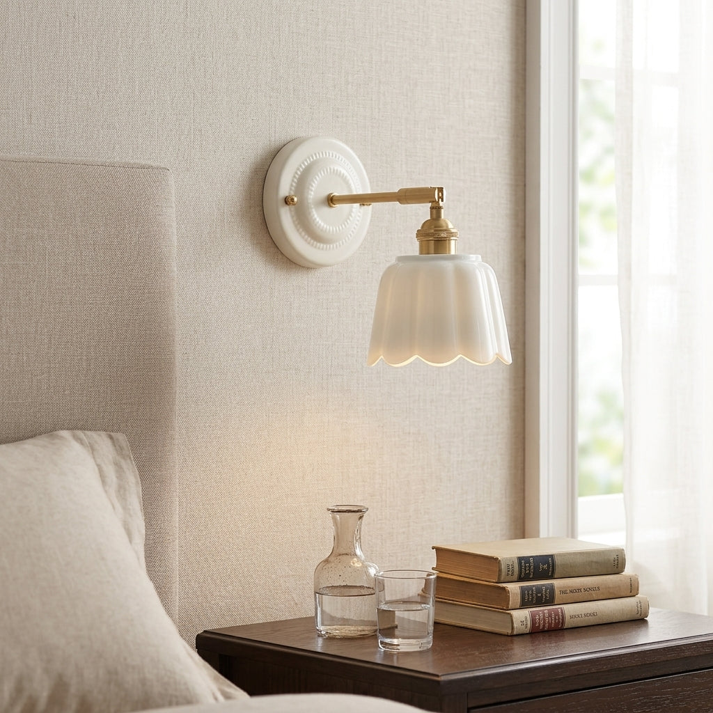 Seraphine Scalloped Ceramic Wall Sconce