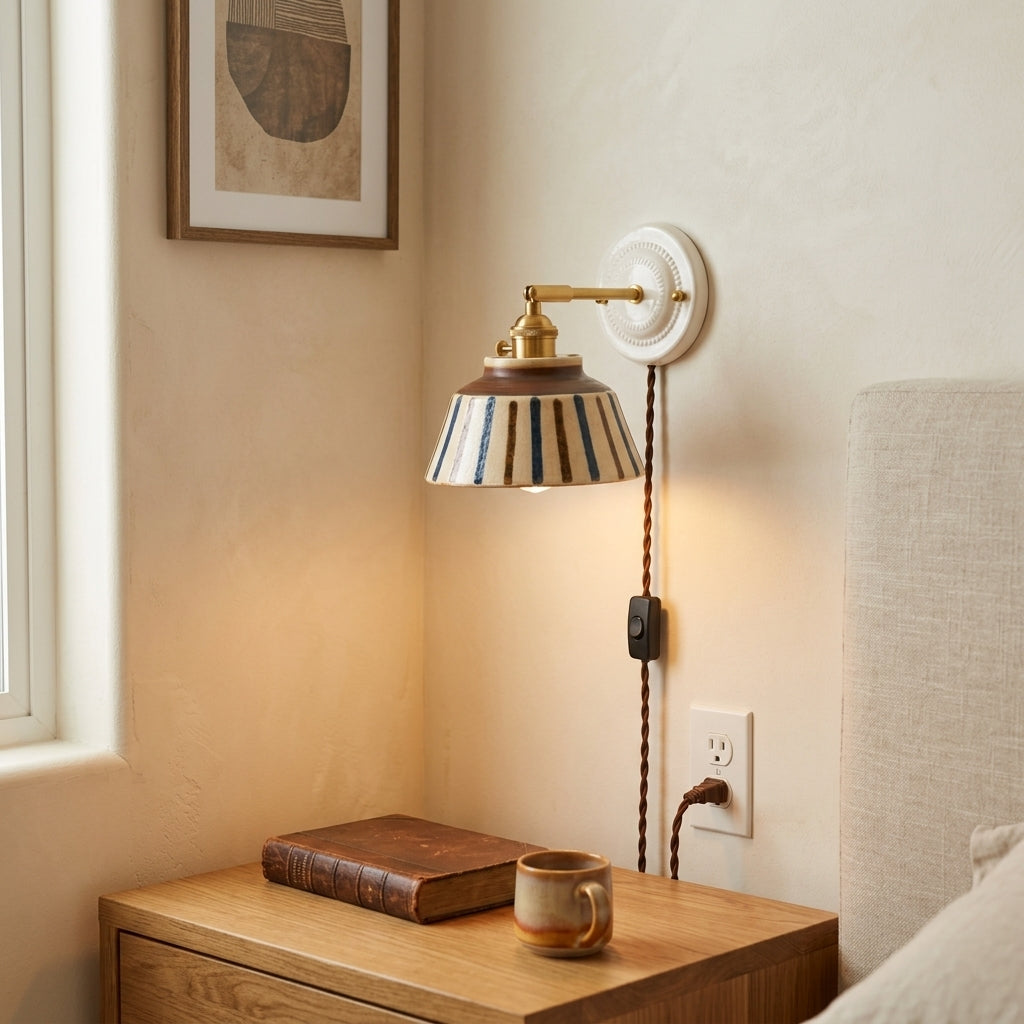Soline Hand-Painted Striped Ceramic Wall Sconce