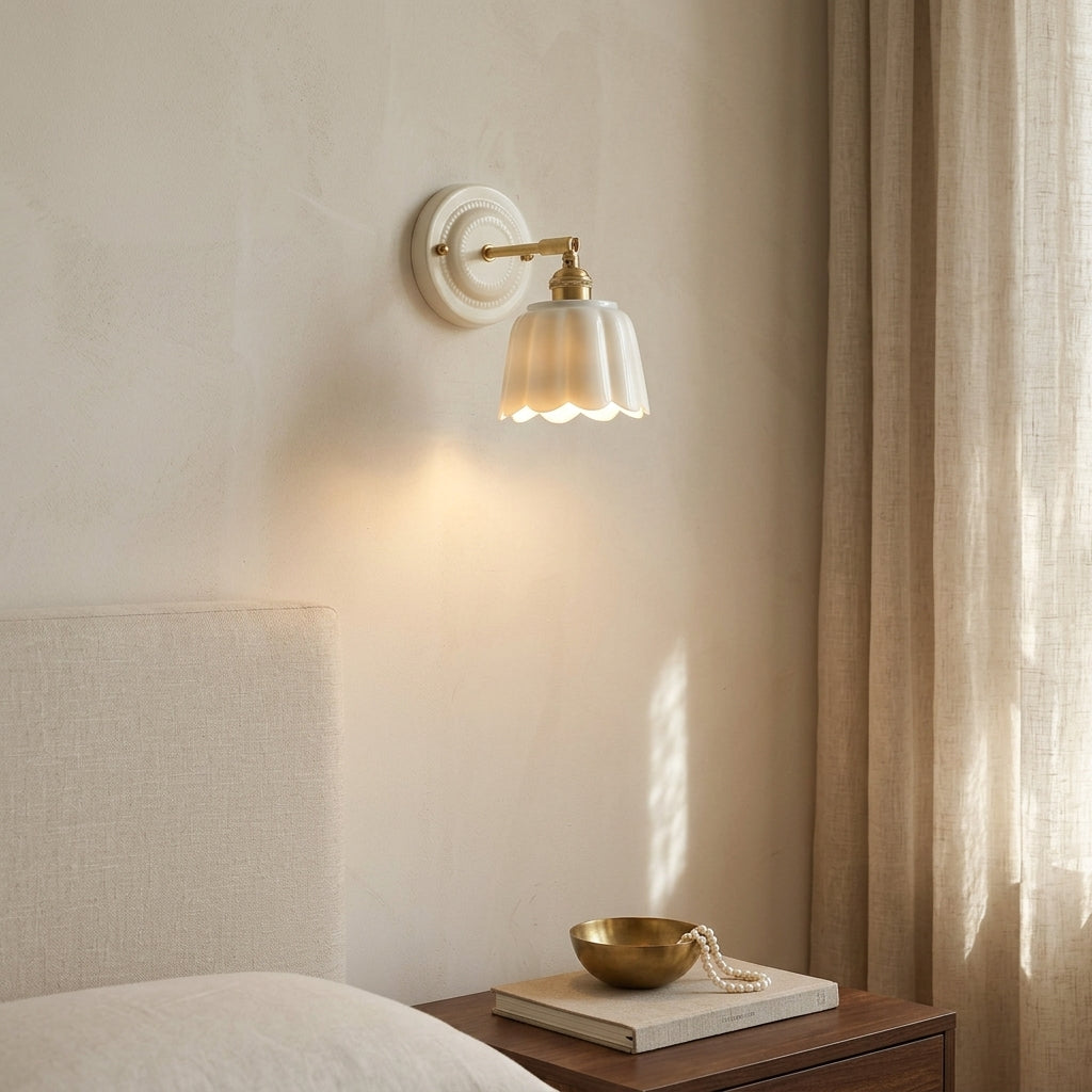 Seraphine Scalloped Ceramic Wall Sconce