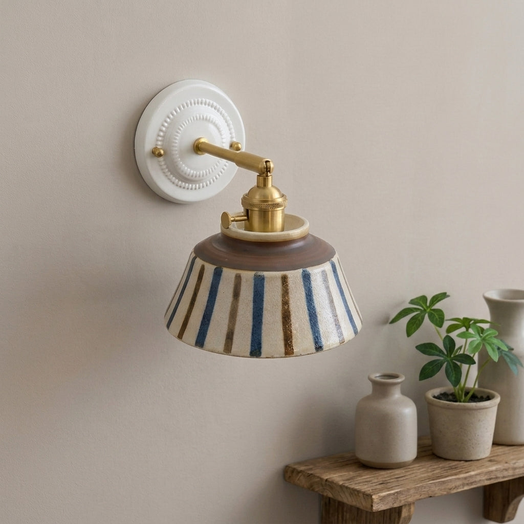 Soline Hand-Painted Striped Ceramic Wall Sconce