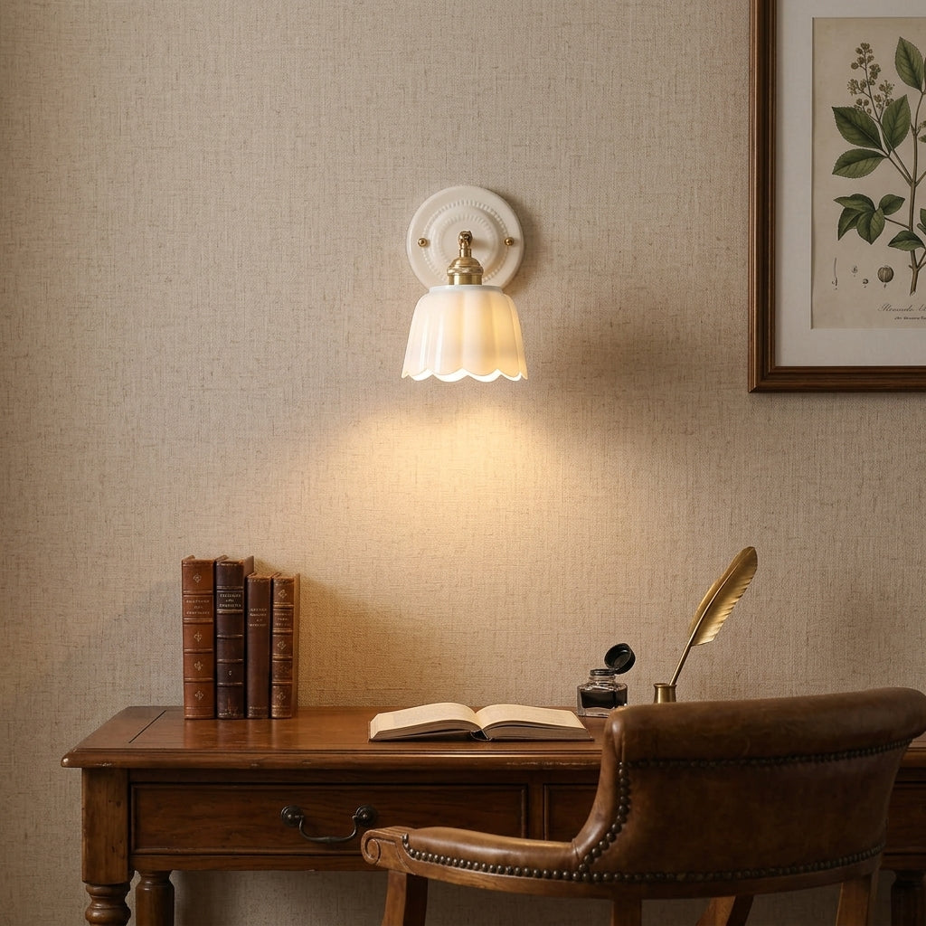 Seraphine Scalloped Ceramic Wall Sconce
