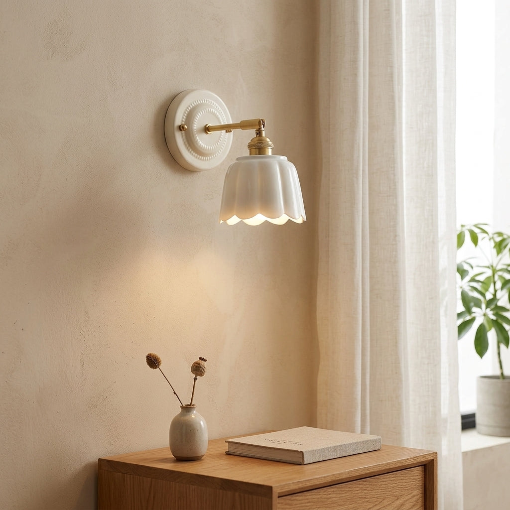 Seraphine Scalloped Ceramic Wall Sconce