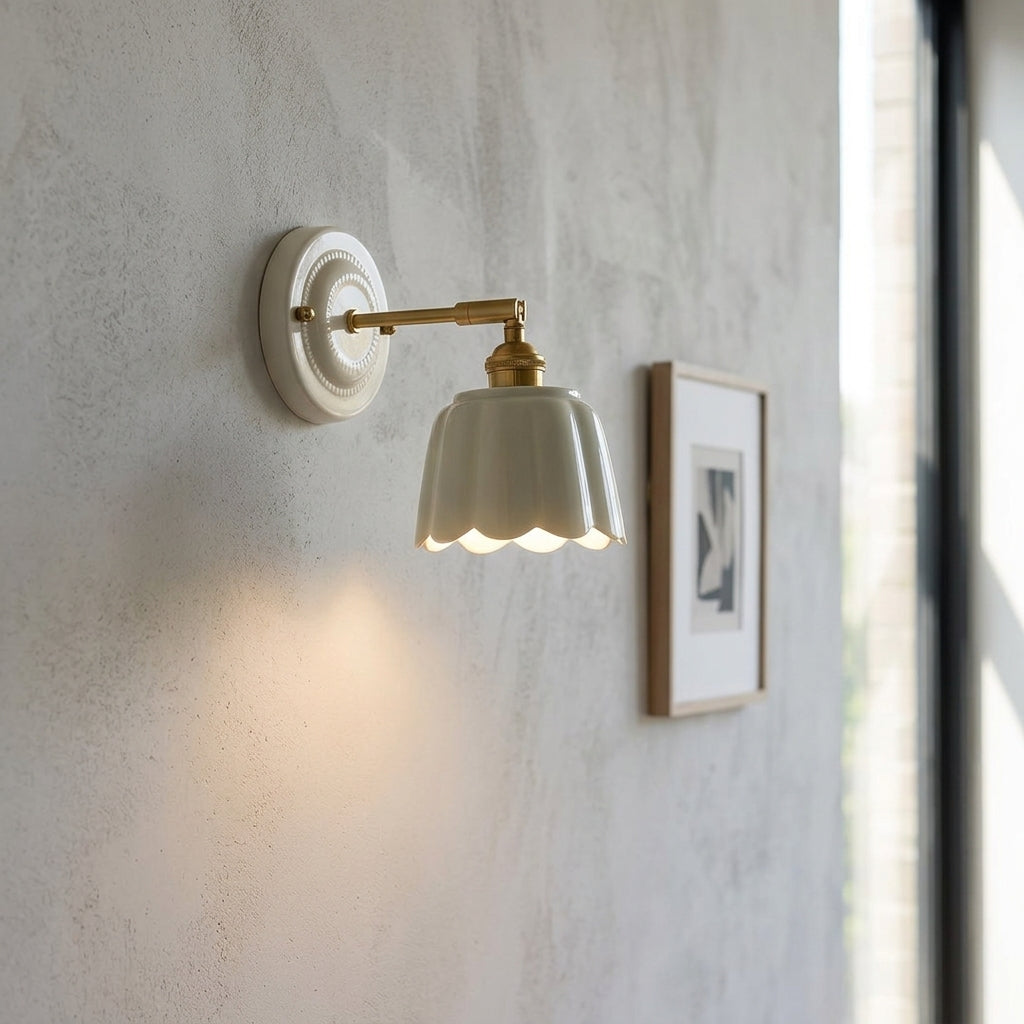 Seraphine Scalloped Ceramic Wall Sconce