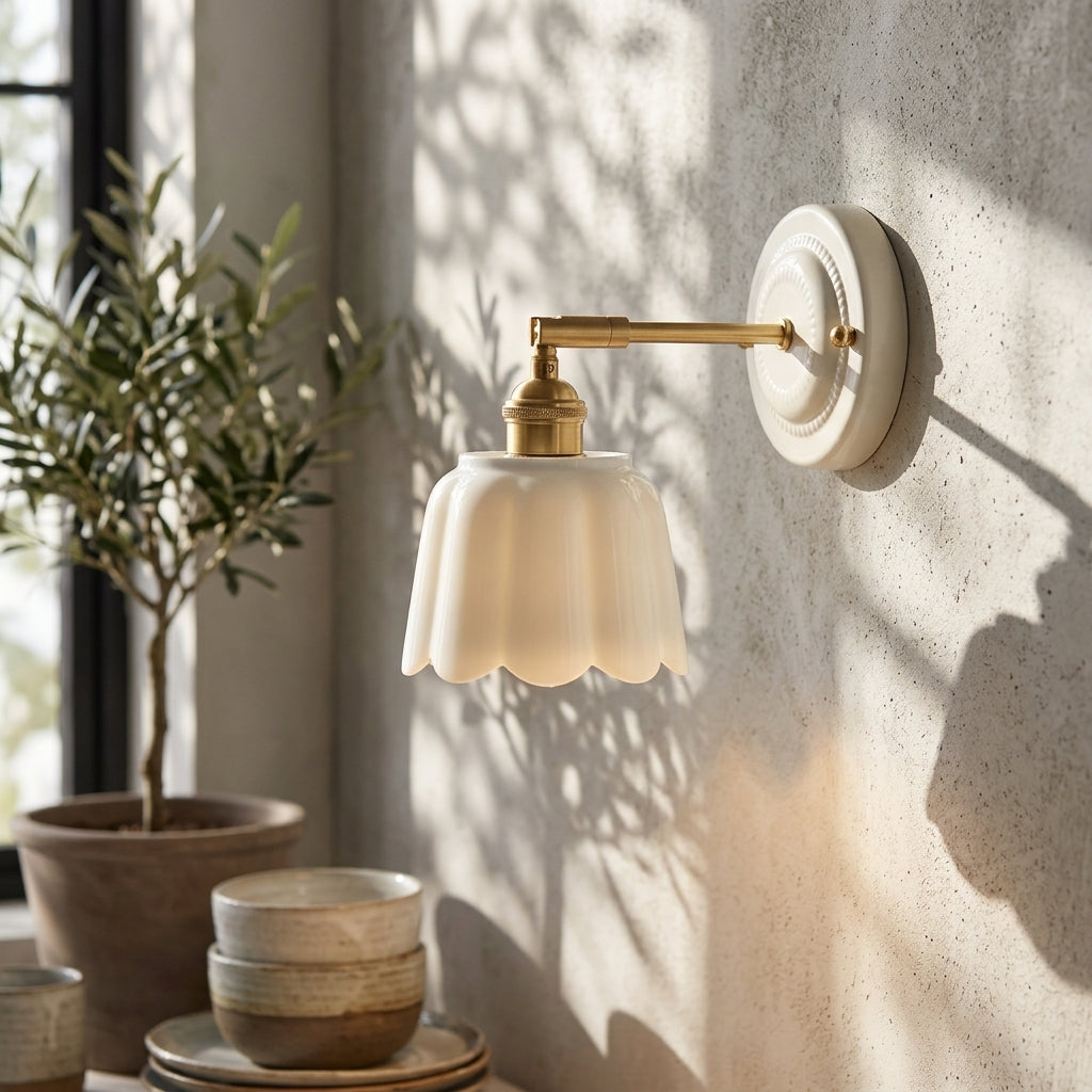 Seraphine Scalloped Ceramic Wall Sconce