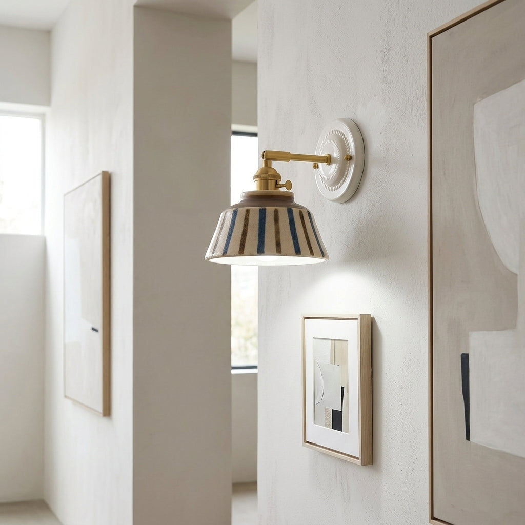Soline Hand-Painted Striped Ceramic Wall Sconce