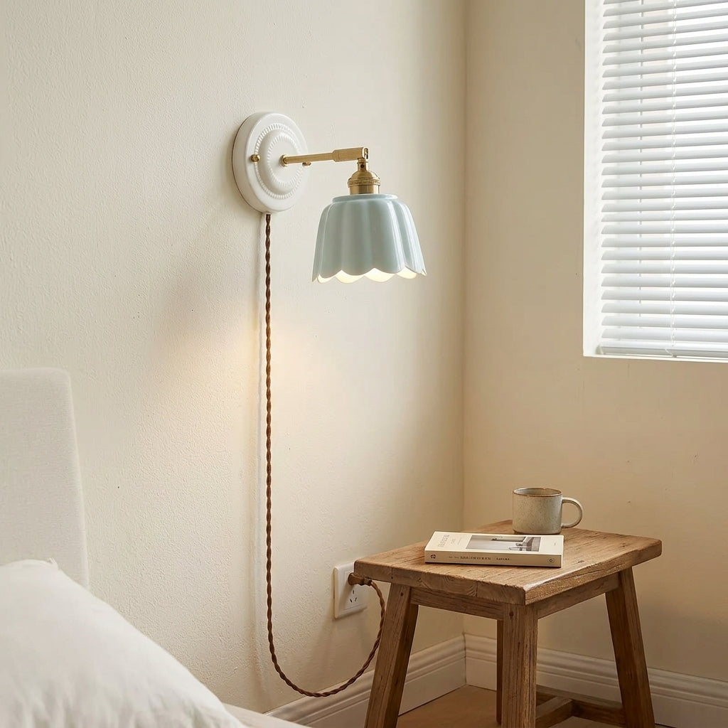 Seraphine Scalloped Ceramic Wall Sconce