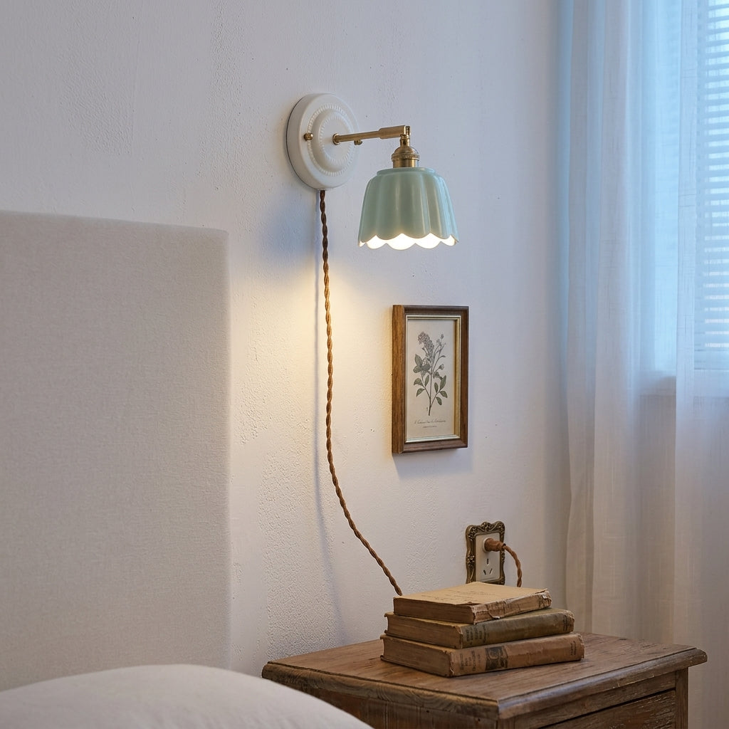 Seraphine Scalloped Ceramic Wall Sconce