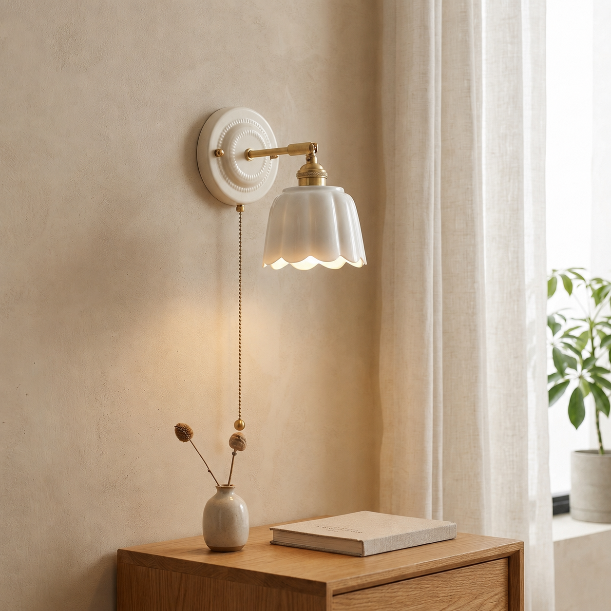 Seraphine Scalloped Ceramic Wall Sconce