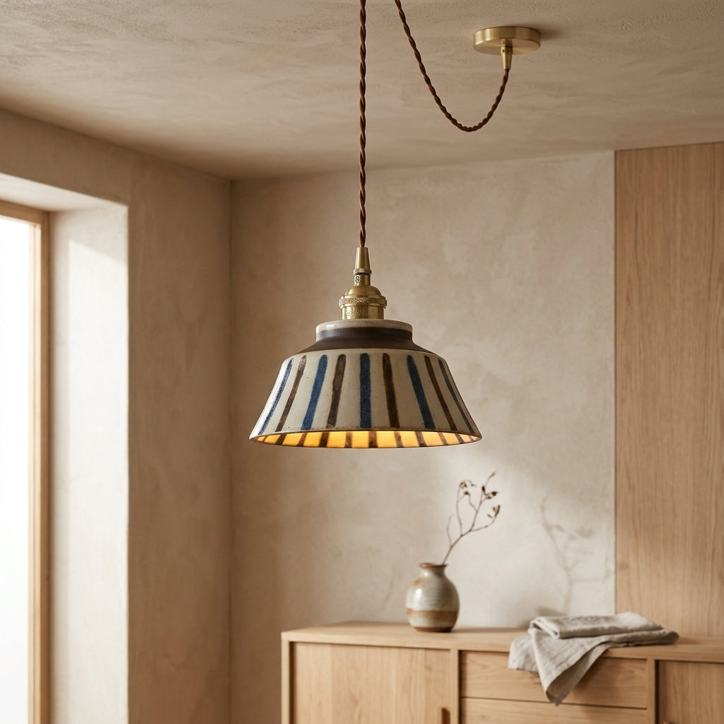 Maren Striped Ceramic Pendant Light