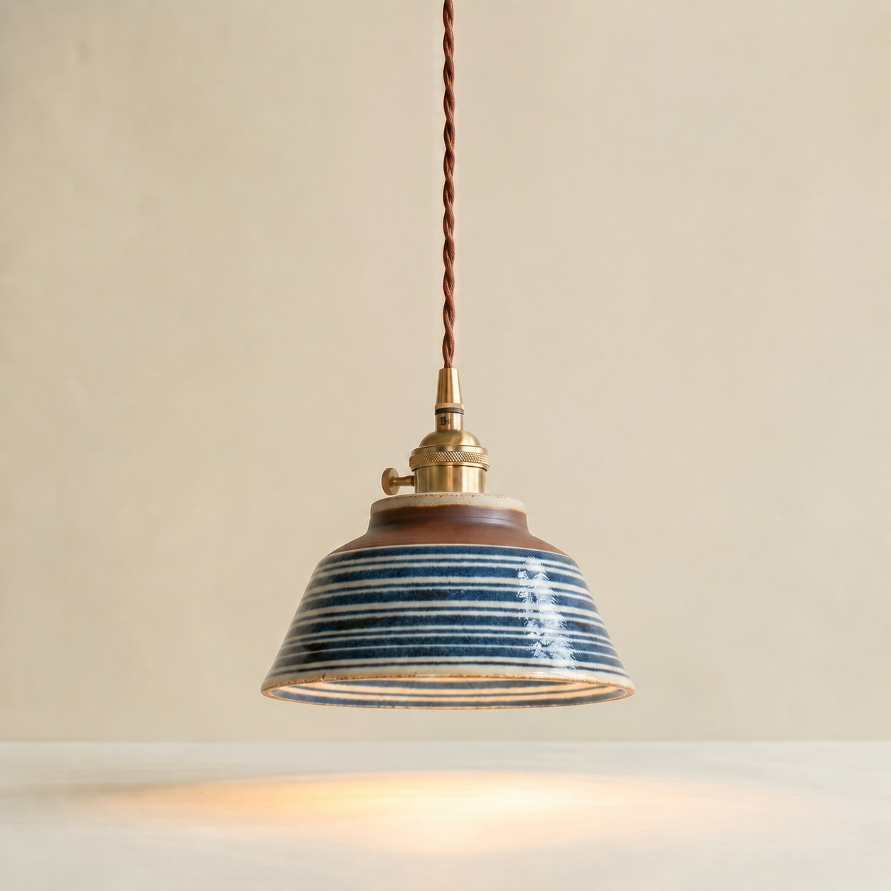 Talia Hand-Painted Striped Ceramic Pendant Light
