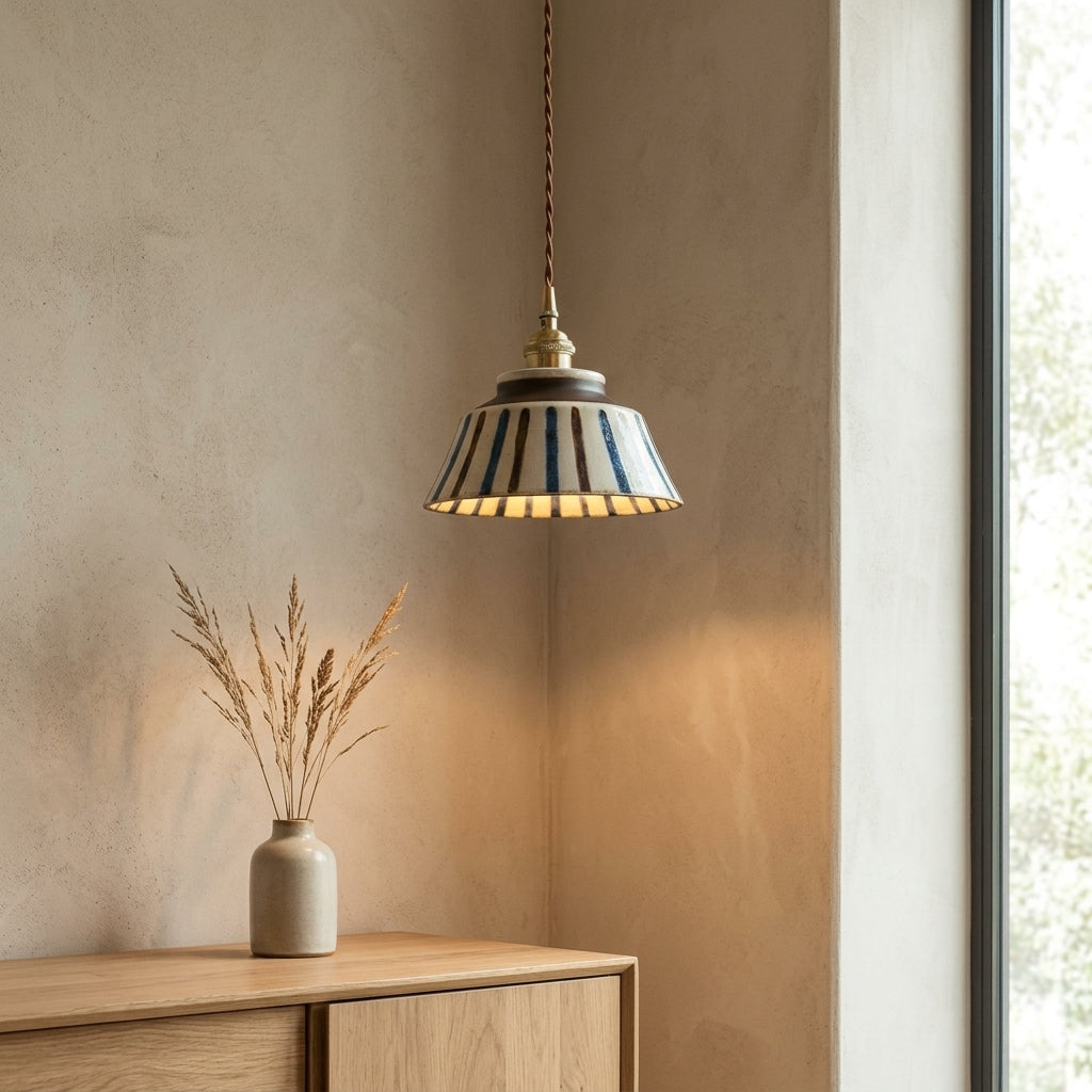 Maren Striped Ceramic Pendant Light