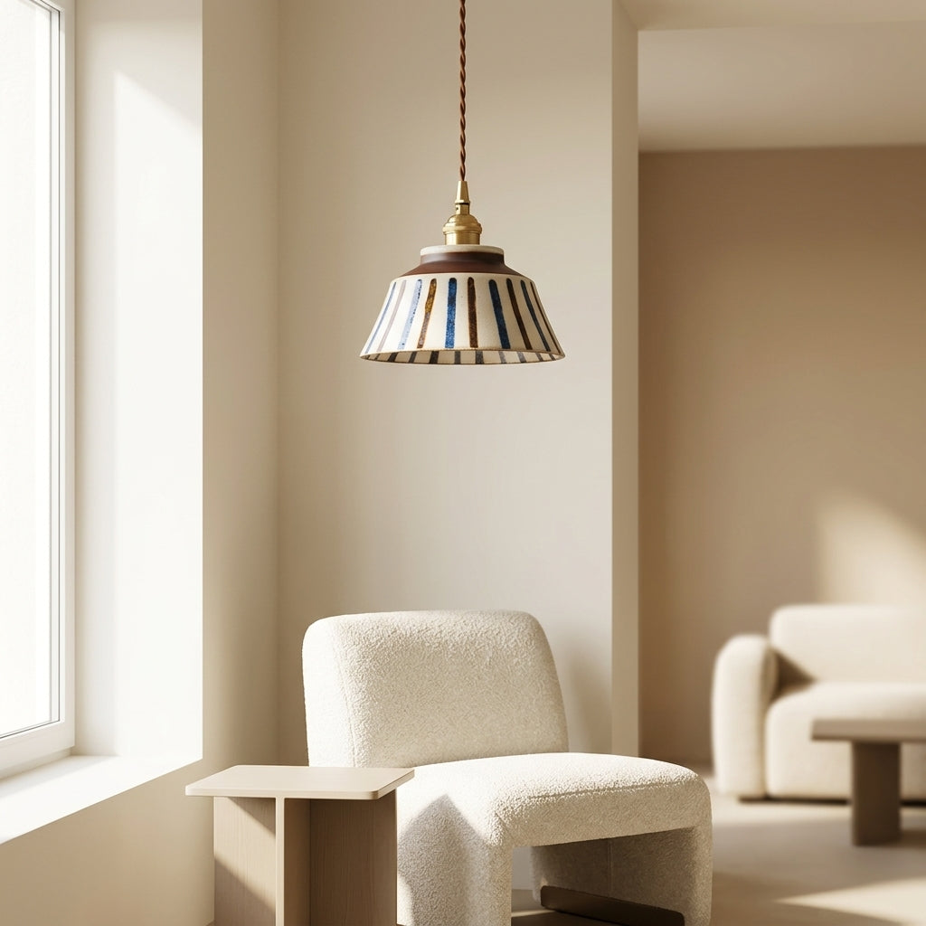 Maren Striped Ceramic Pendant Light