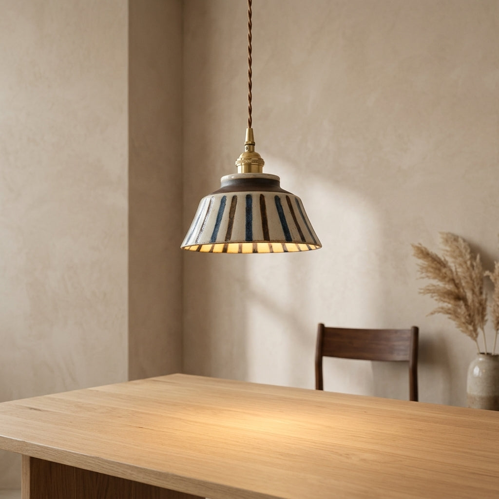 Maren Striped Ceramic Pendant Light