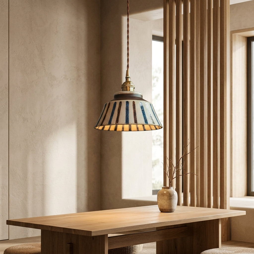 Maren Striped Ceramic Pendant Light