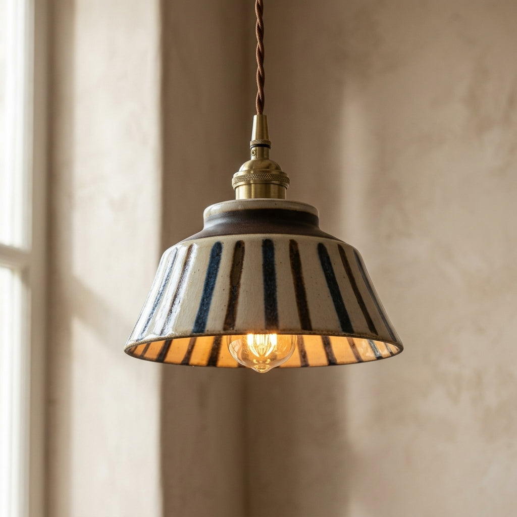 Maren Striped Ceramic Pendant Light