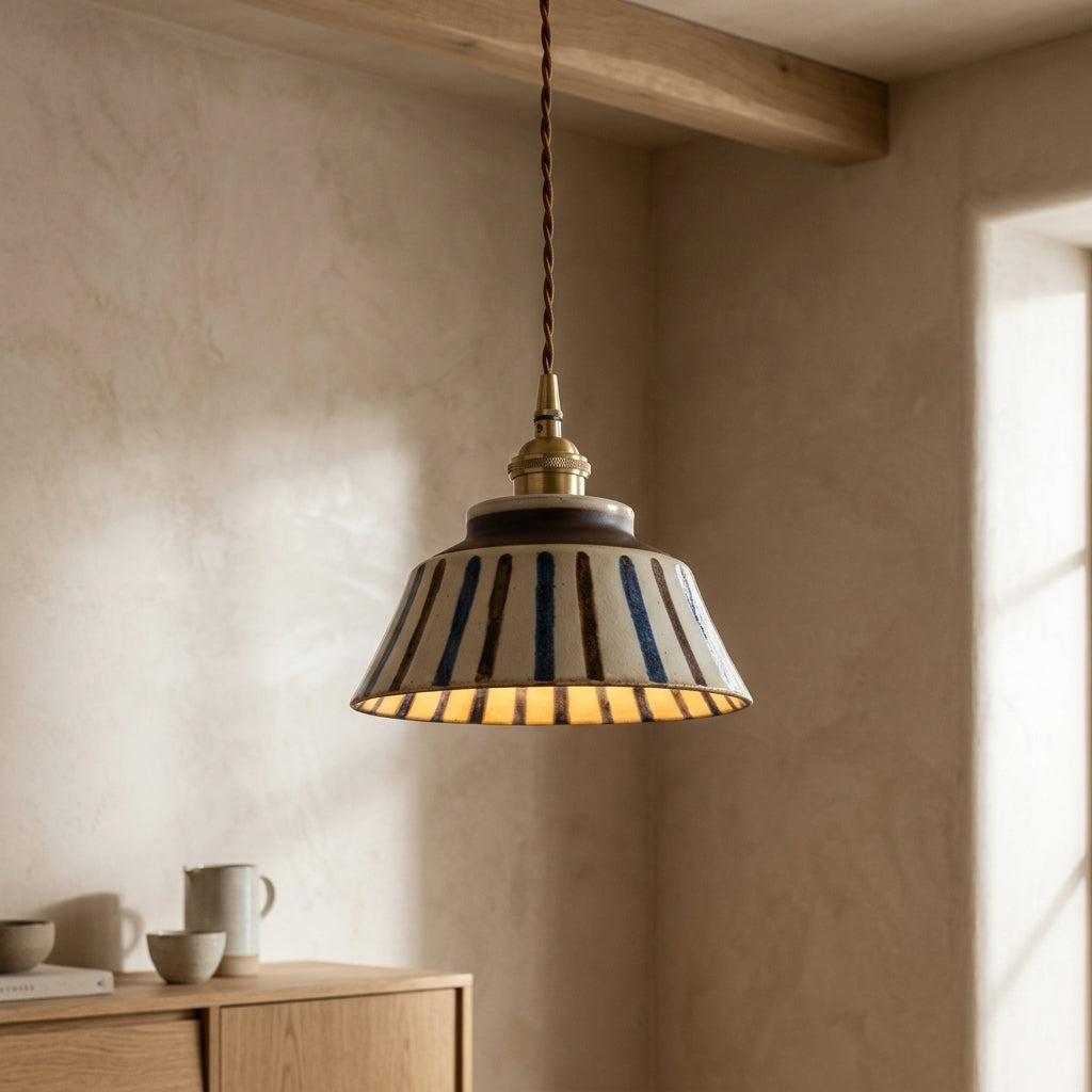 Maren Striped Ceramic Pendant Light