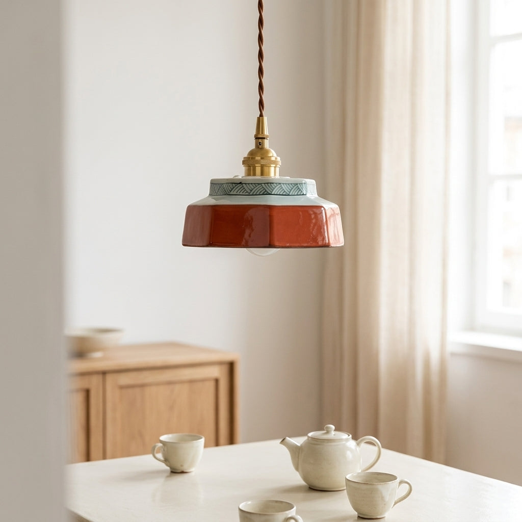 Roselle Hand-Painted Ceramic Pendant Light