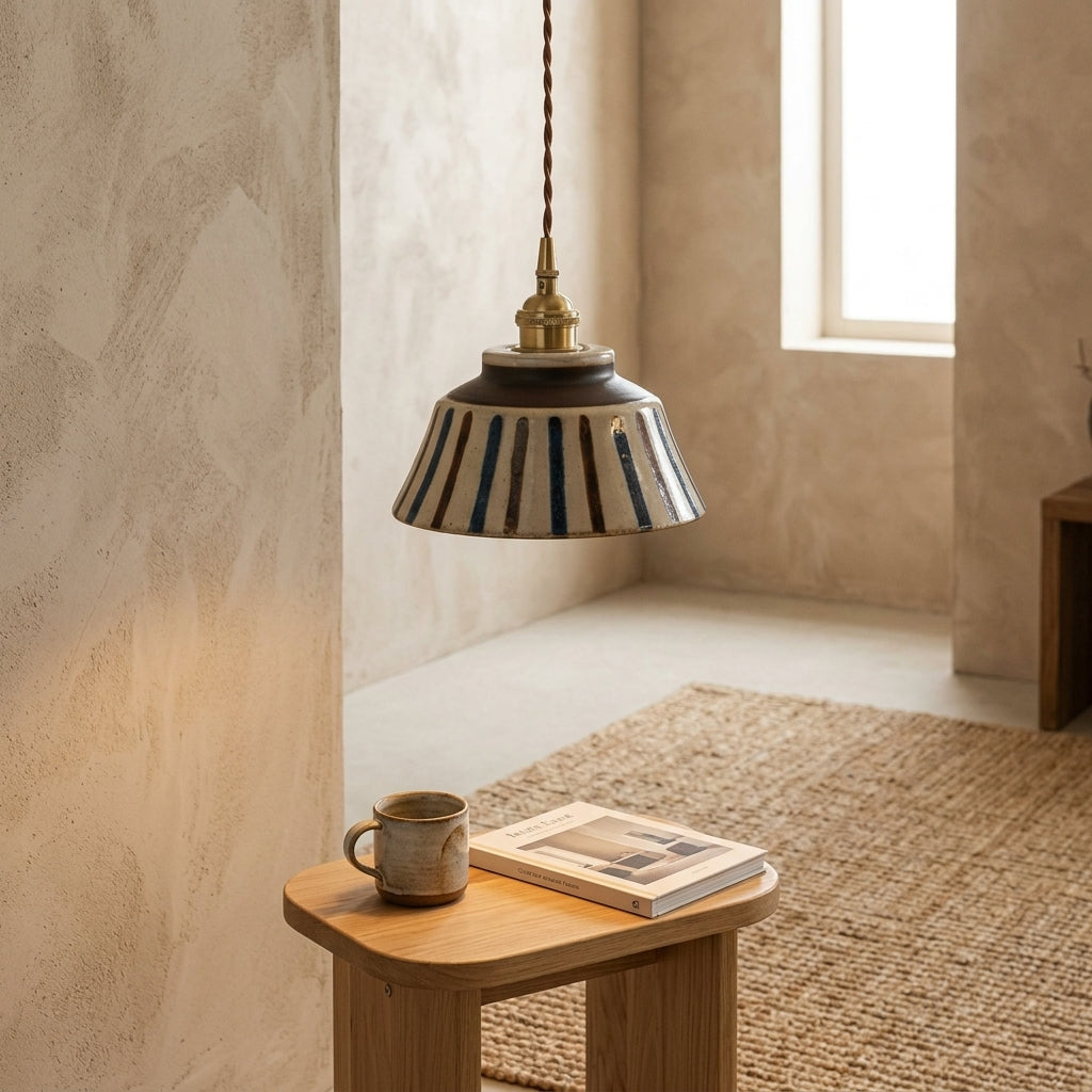 Maren Striped Ceramic Pendant Light