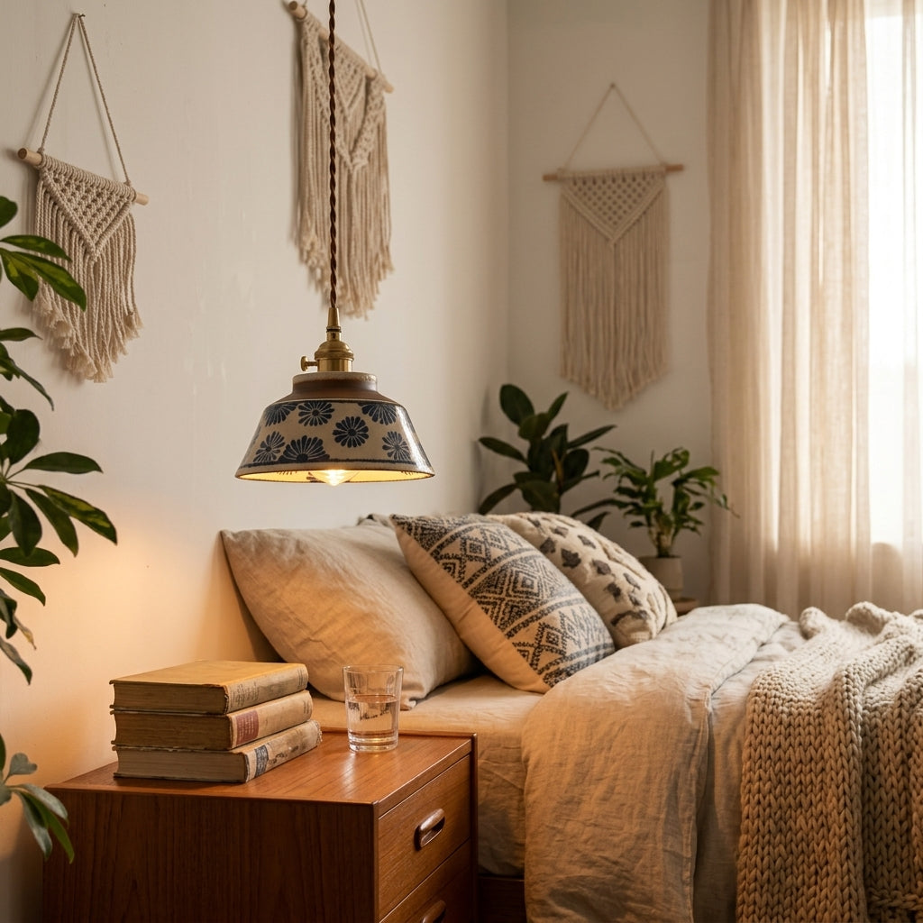Delphine Hand-Painted Ceramic Pendant Light
