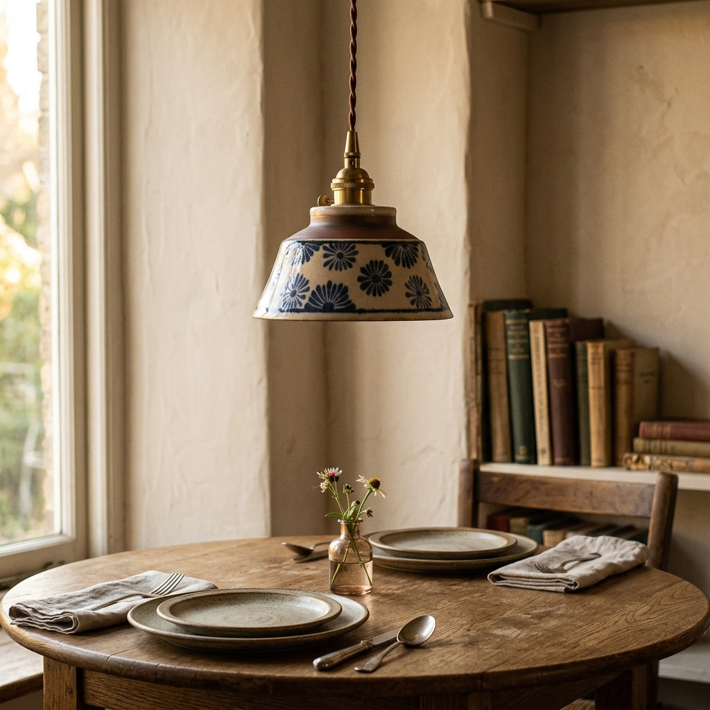 Delphine Hand-Painted Ceramic Pendant Light