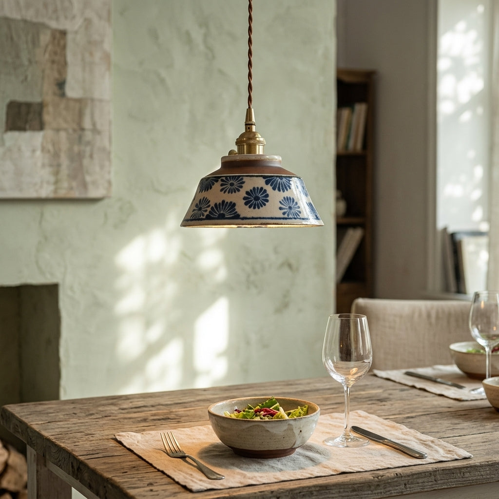 Delphine Hand-Painted Ceramic Pendant Light