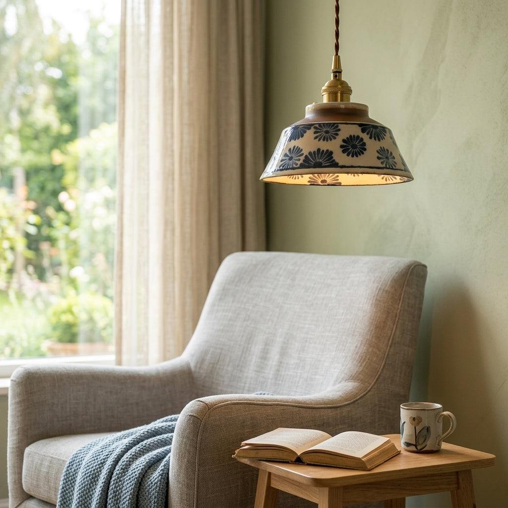 Delphine Hand-Painted Ceramic Pendant Light