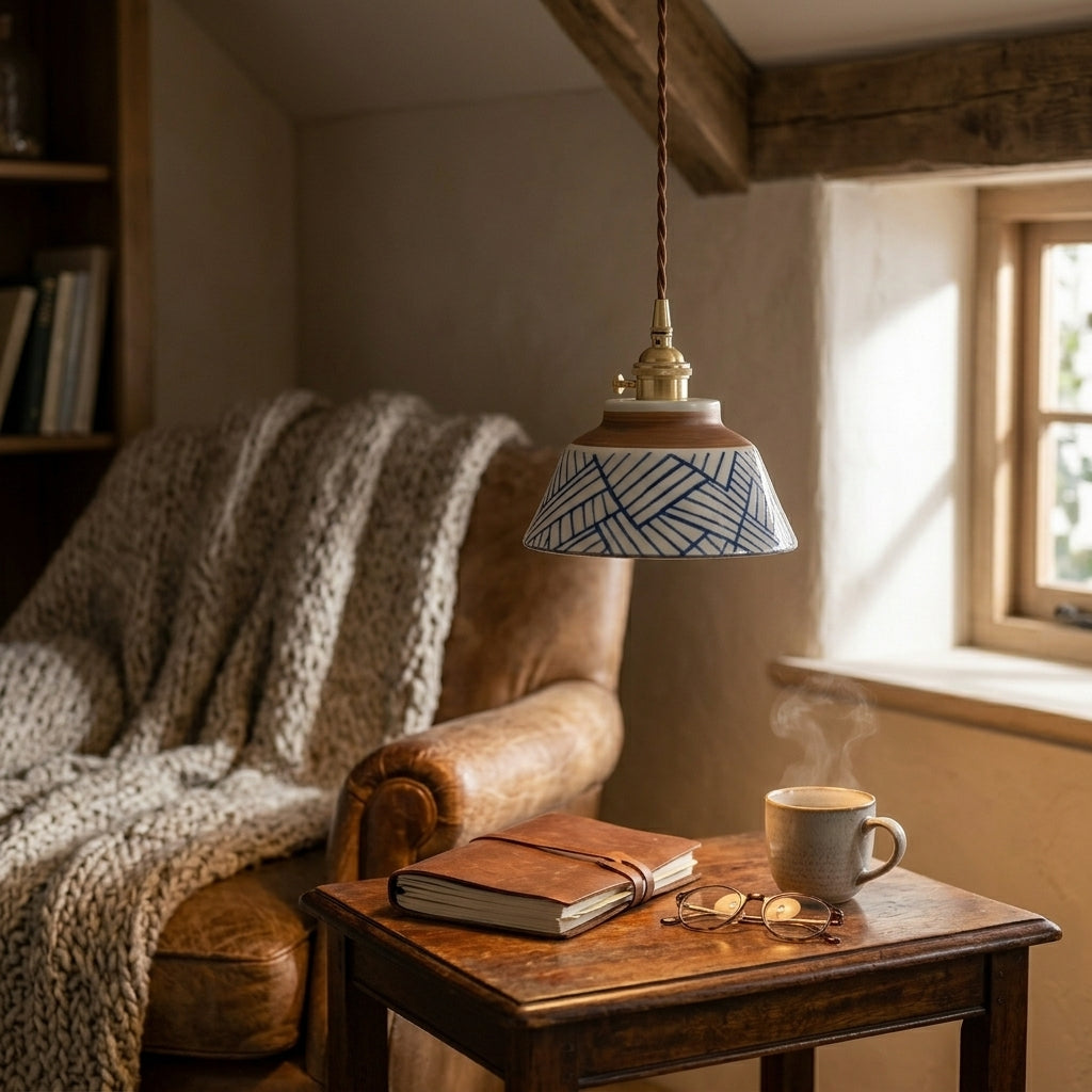Arden Hand-Painted Geometric Ceramic Pendant Light
