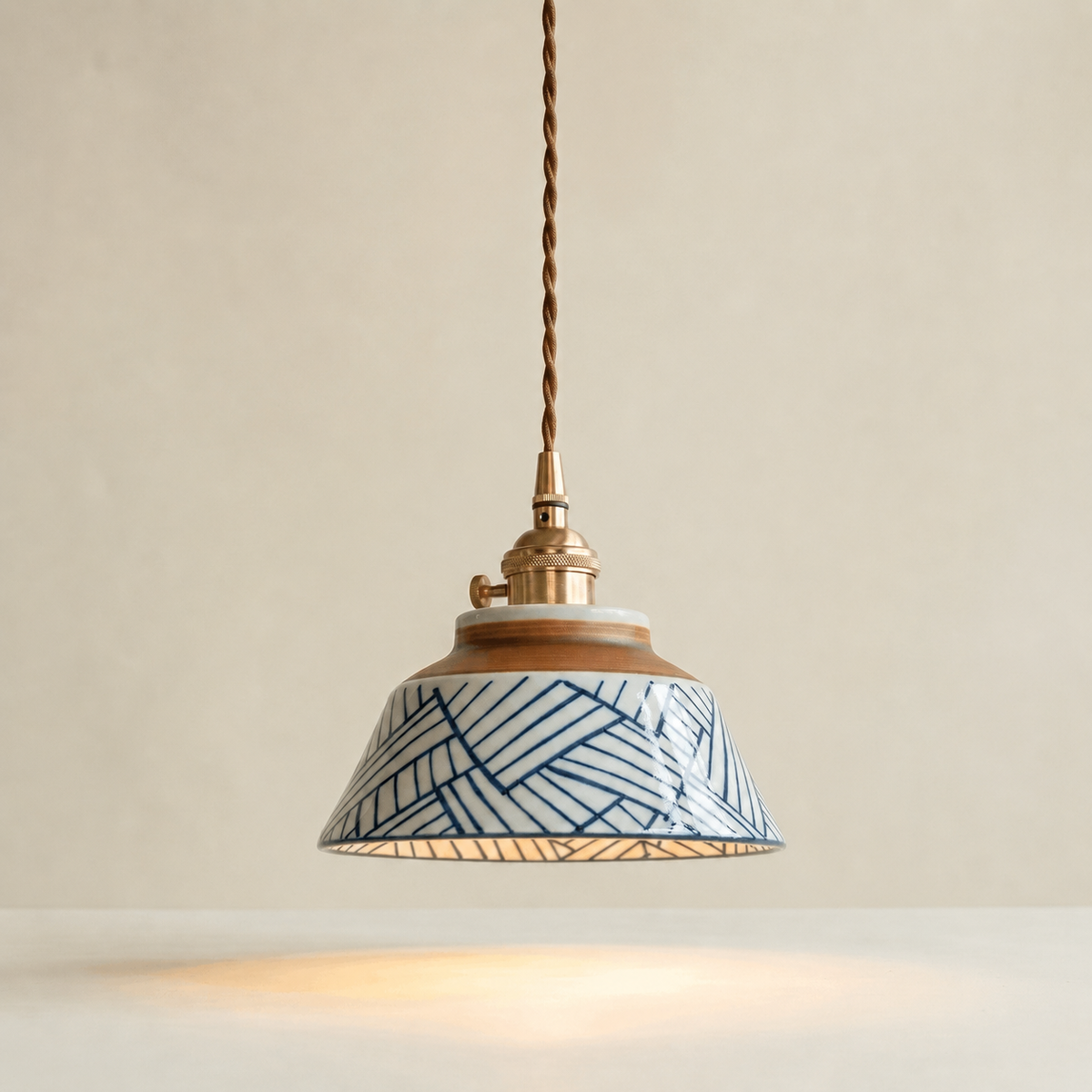 Arden Hand-Painted Geometric Ceramic Pendant Light