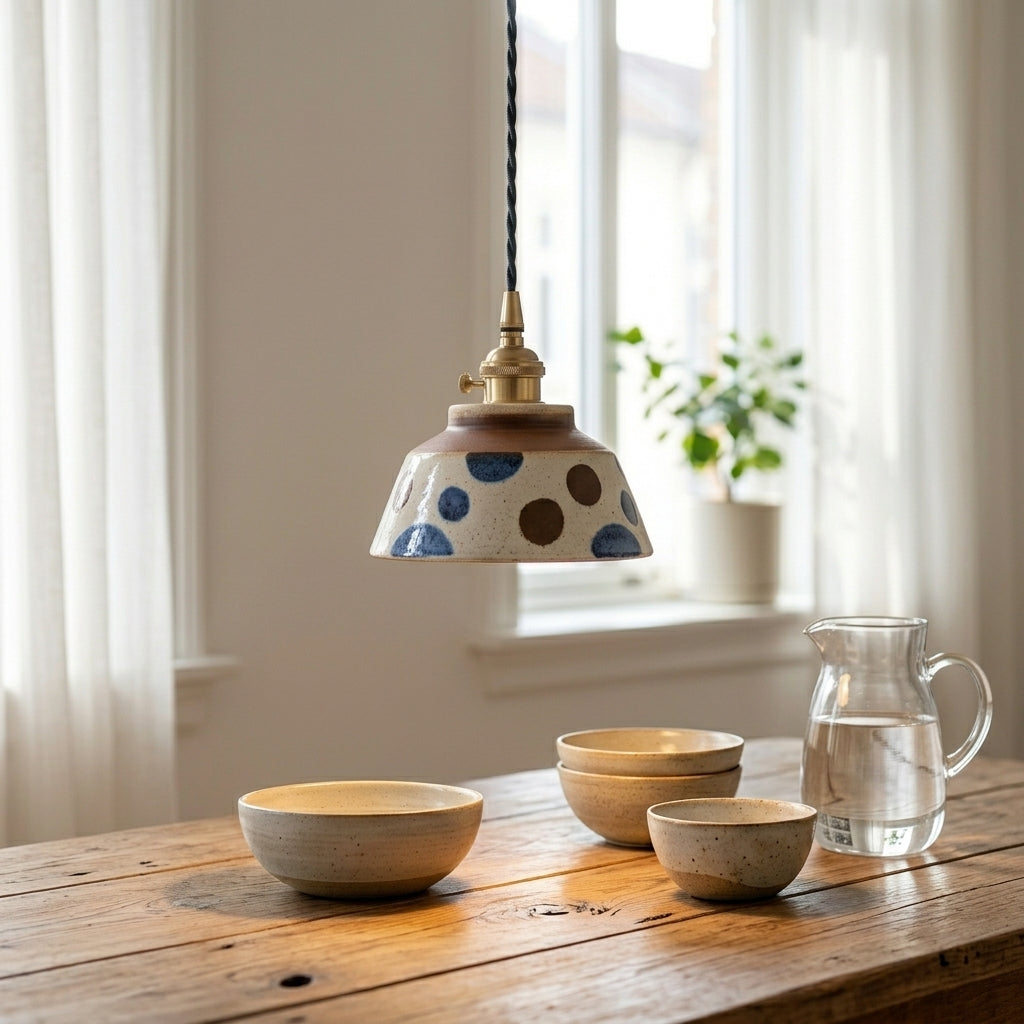 Orla Hand-Painted Dotted Ceramic Pendant Light