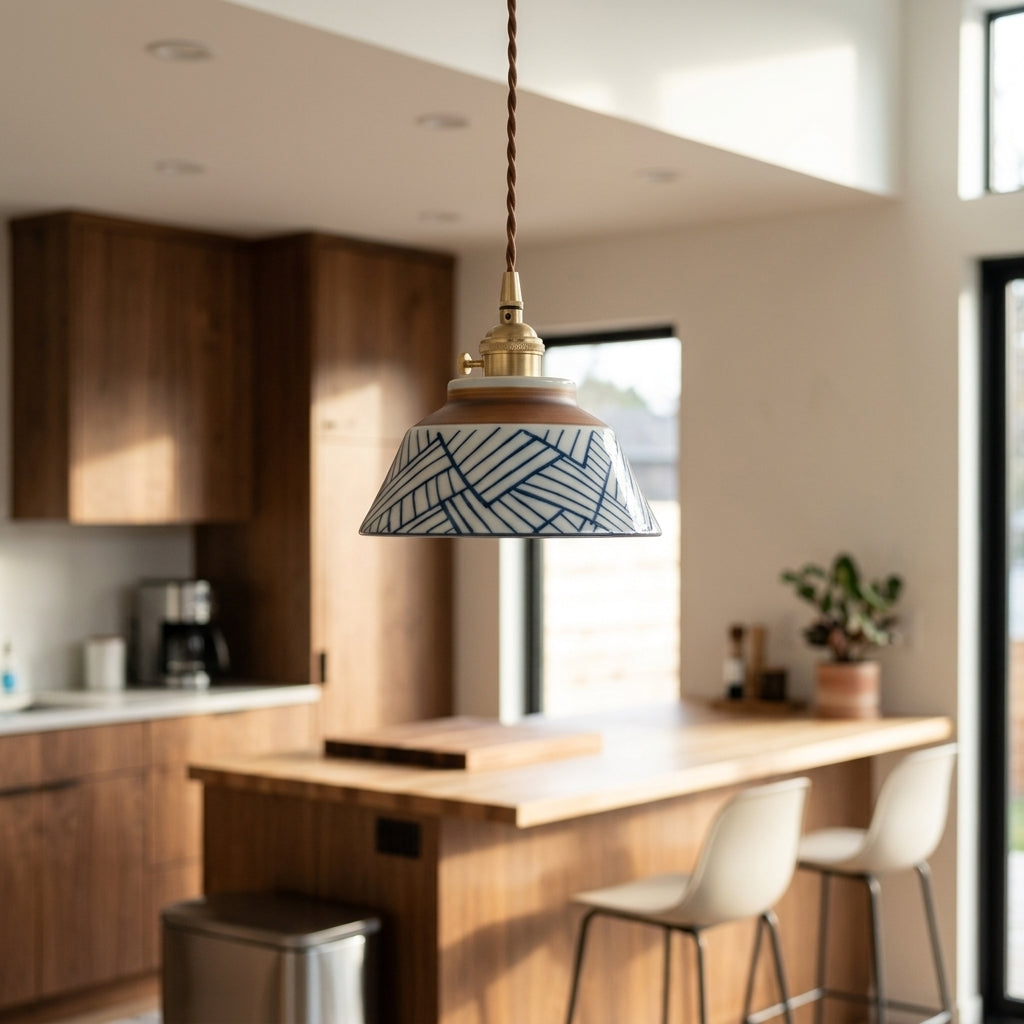 Arden Hand-Painted Geometric Ceramic Pendant Light