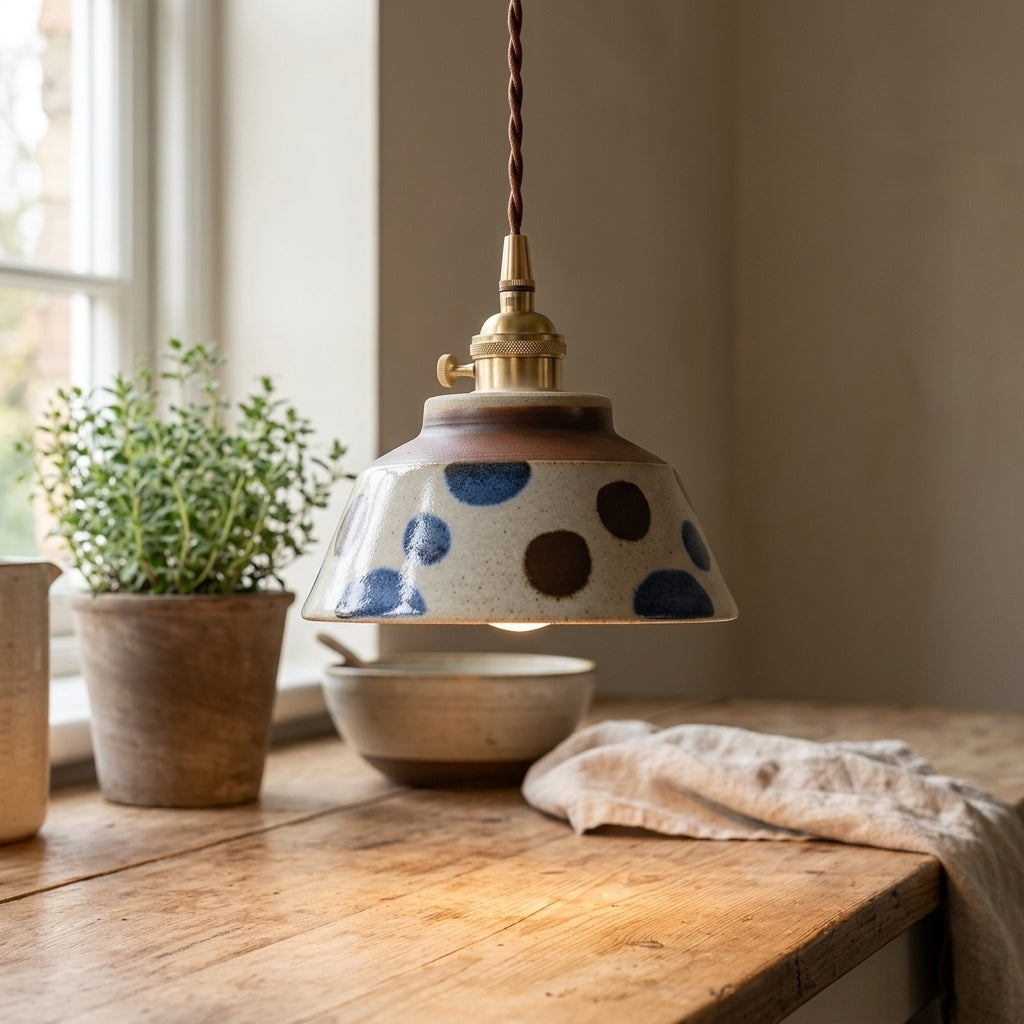 Orla Hand-Painted Dotted Ceramic Pendant Light