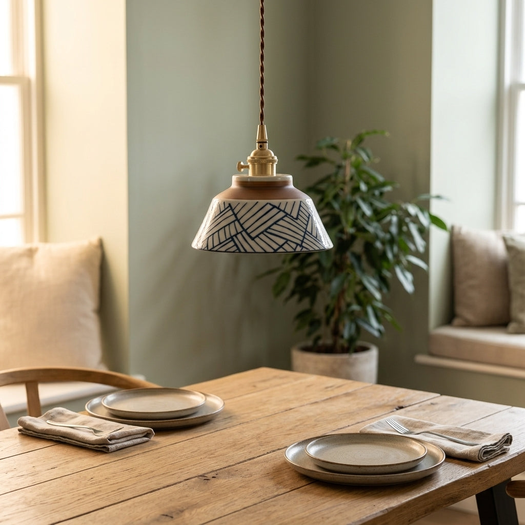 Arden Hand-Painted Geometric Ceramic Pendant Light