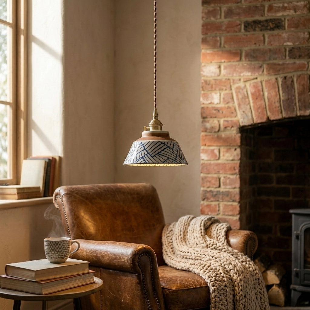 Arden Hand-Painted Geometric Ceramic Pendant Light