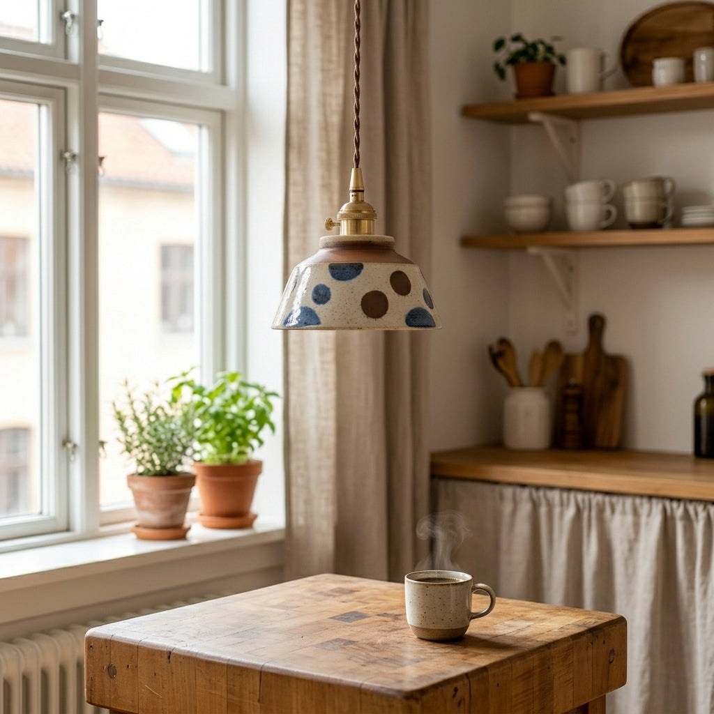 Orla Hand-Painted Dotted Ceramic Pendant Light