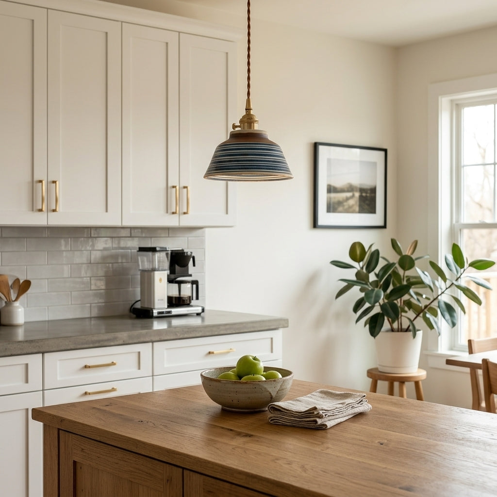 Talia Hand-Painted Striped Ceramic Pendant Light