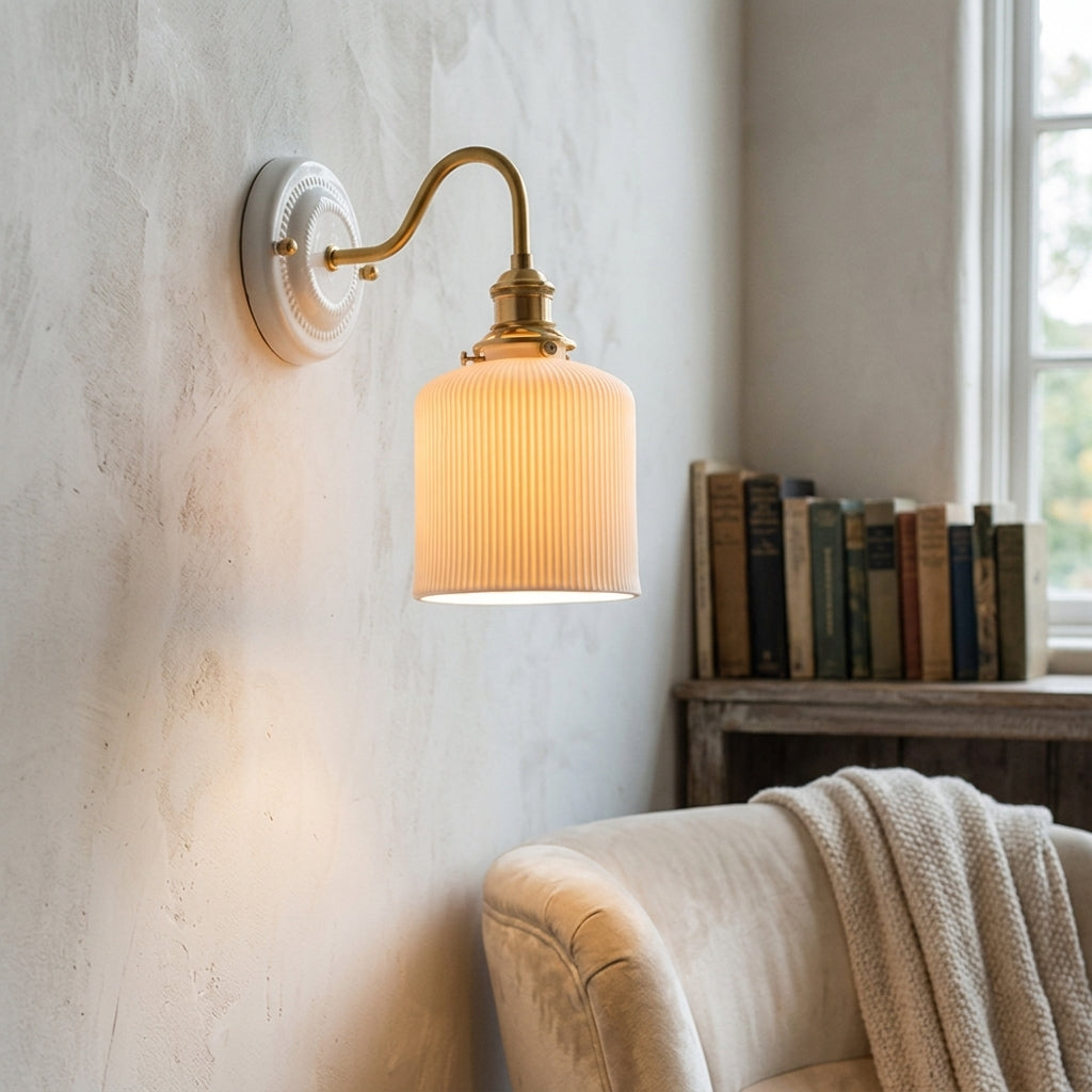 Odette Ribbed Ceramic Wall Sconce