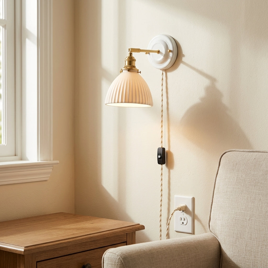 Mirelle Ribbed Ceramic Wall Sconce