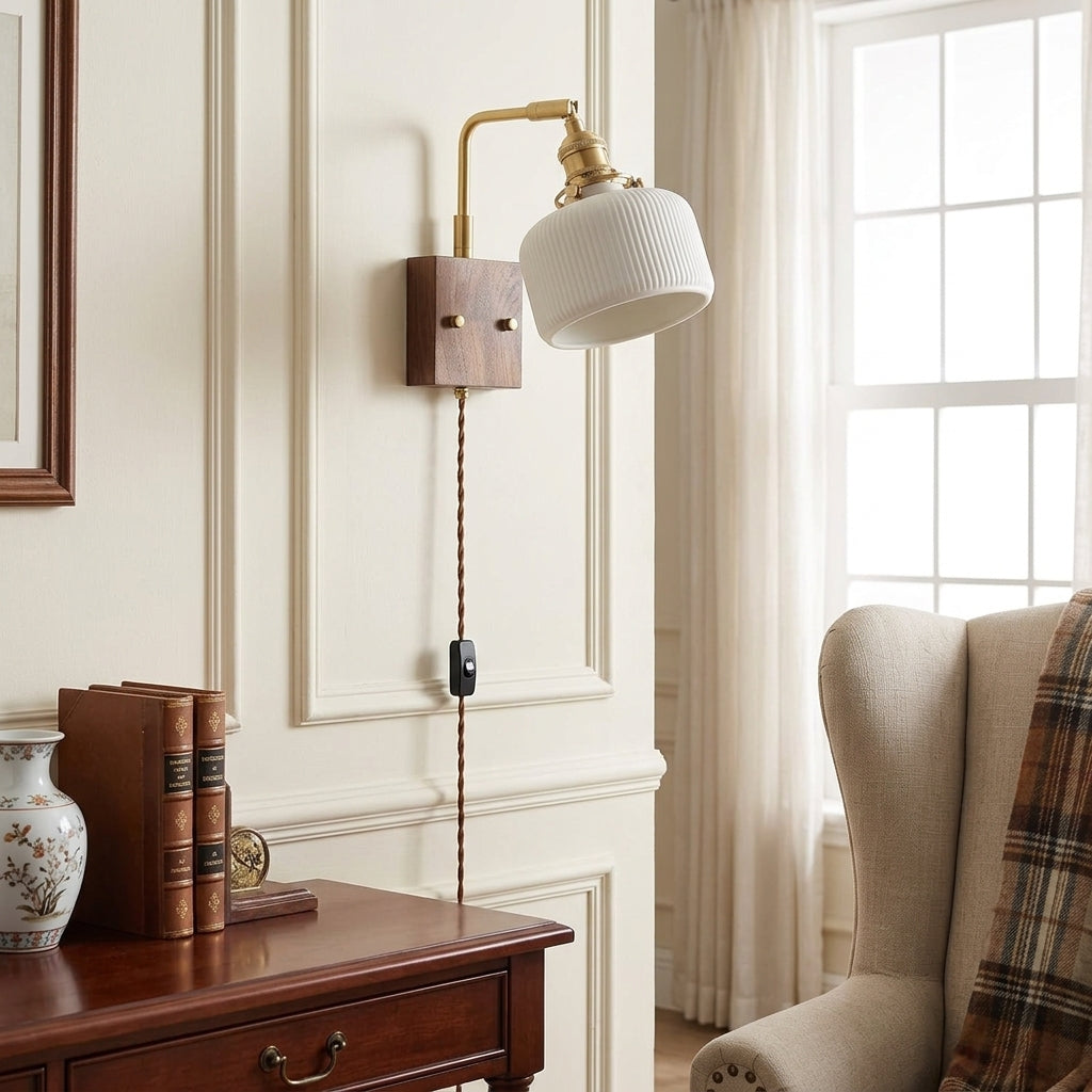 Aster Ribbed Ceramic Wall Light
