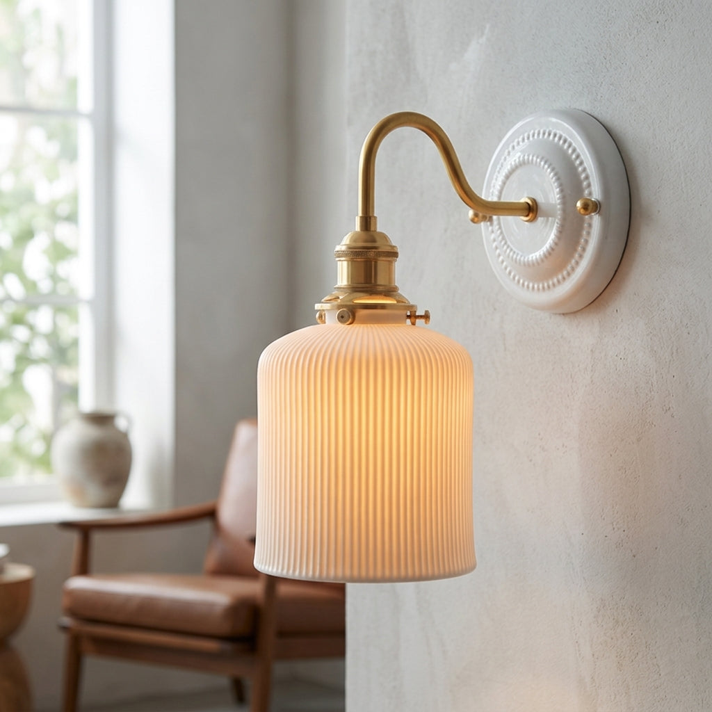 Odette Ribbed Ceramic Wall Sconce