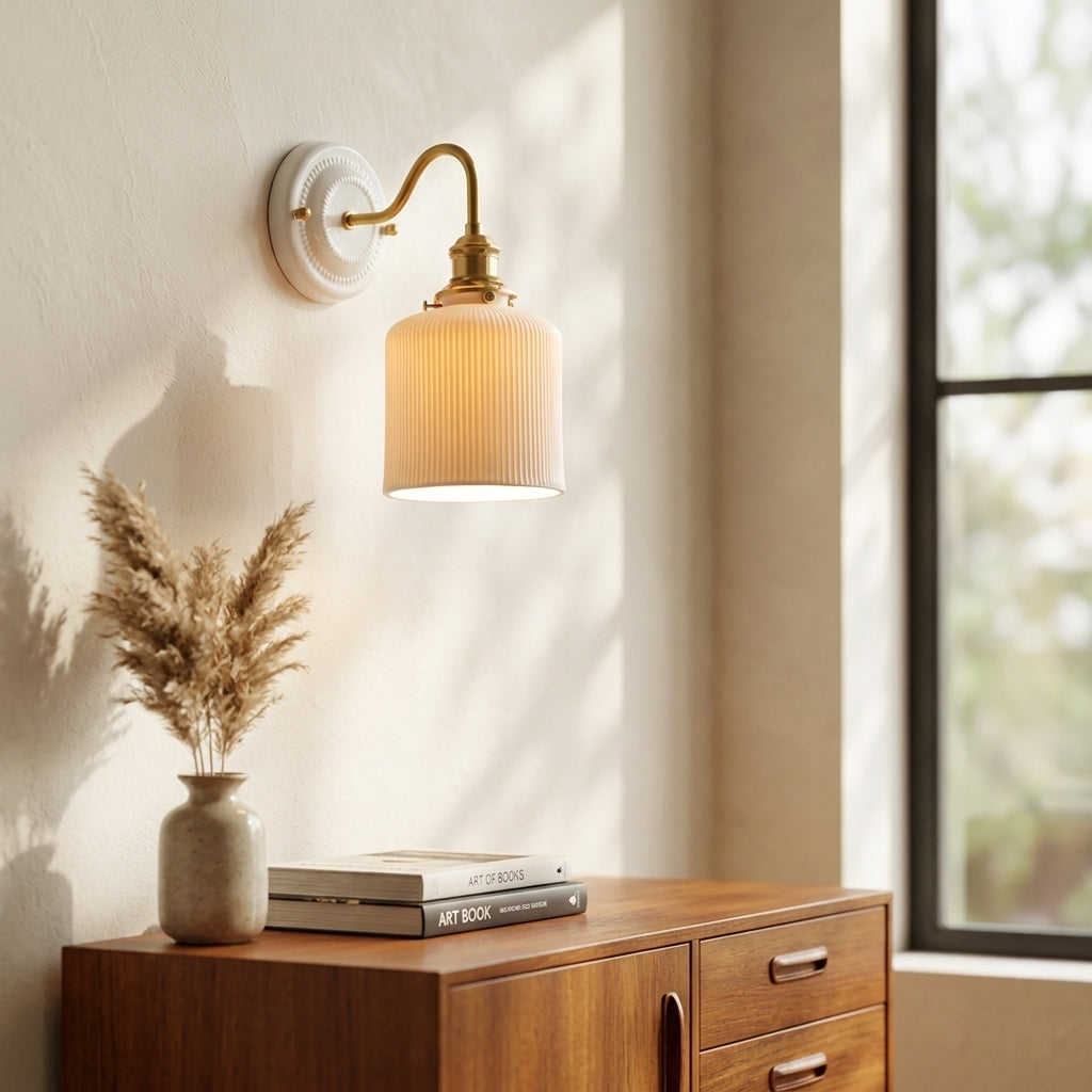 Odette Ribbed Ceramic Wall Sconce