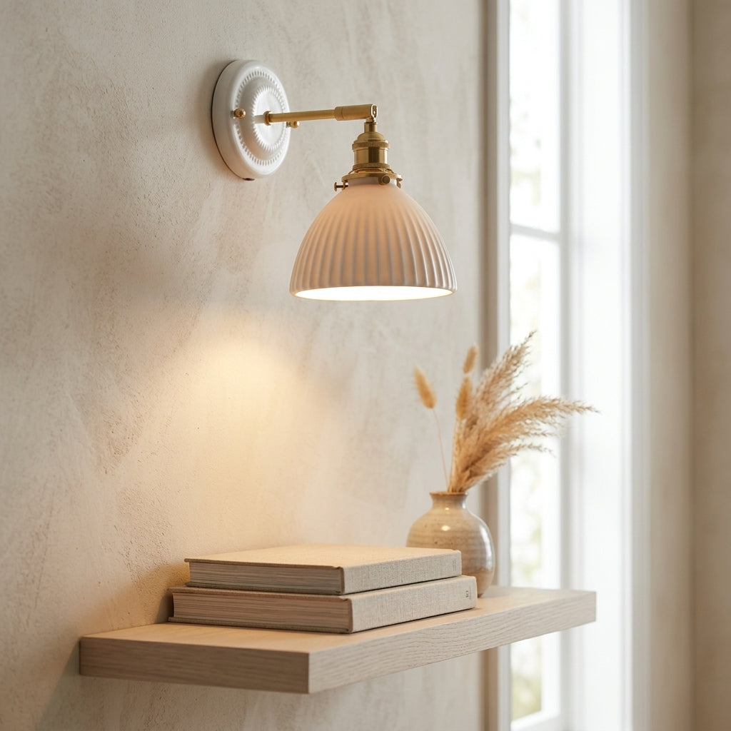 Mirelle Ribbed Ceramic Wall Sconce