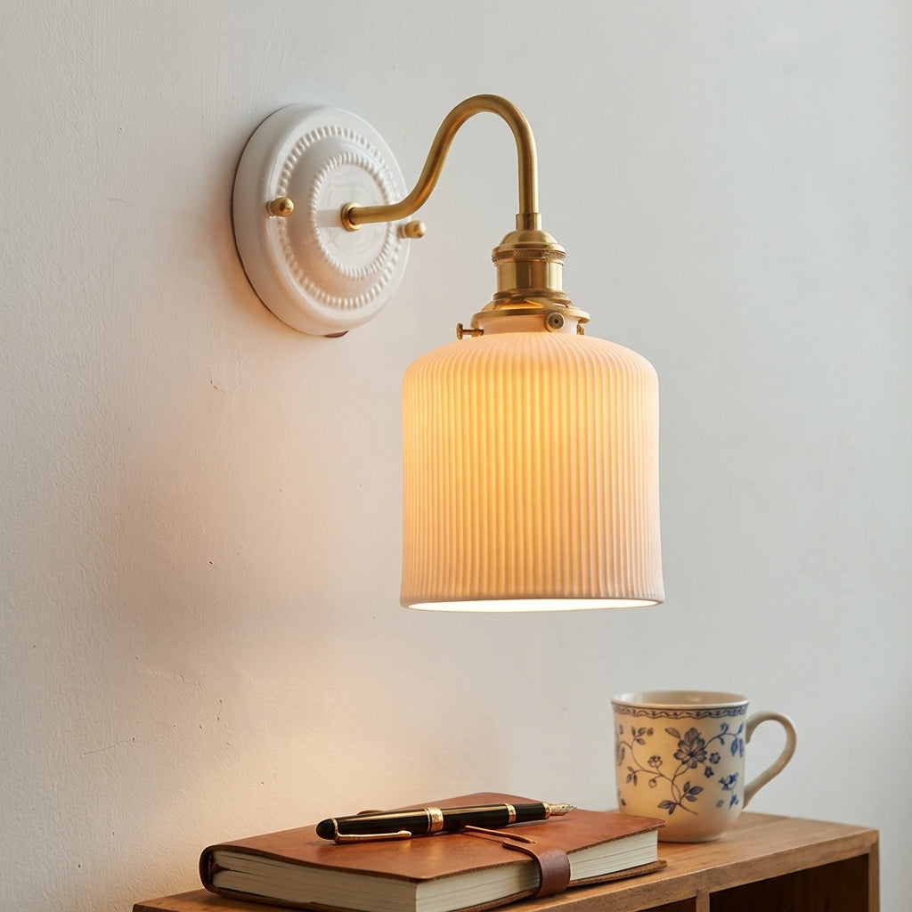 Odette Ribbed Ceramic Wall Sconce