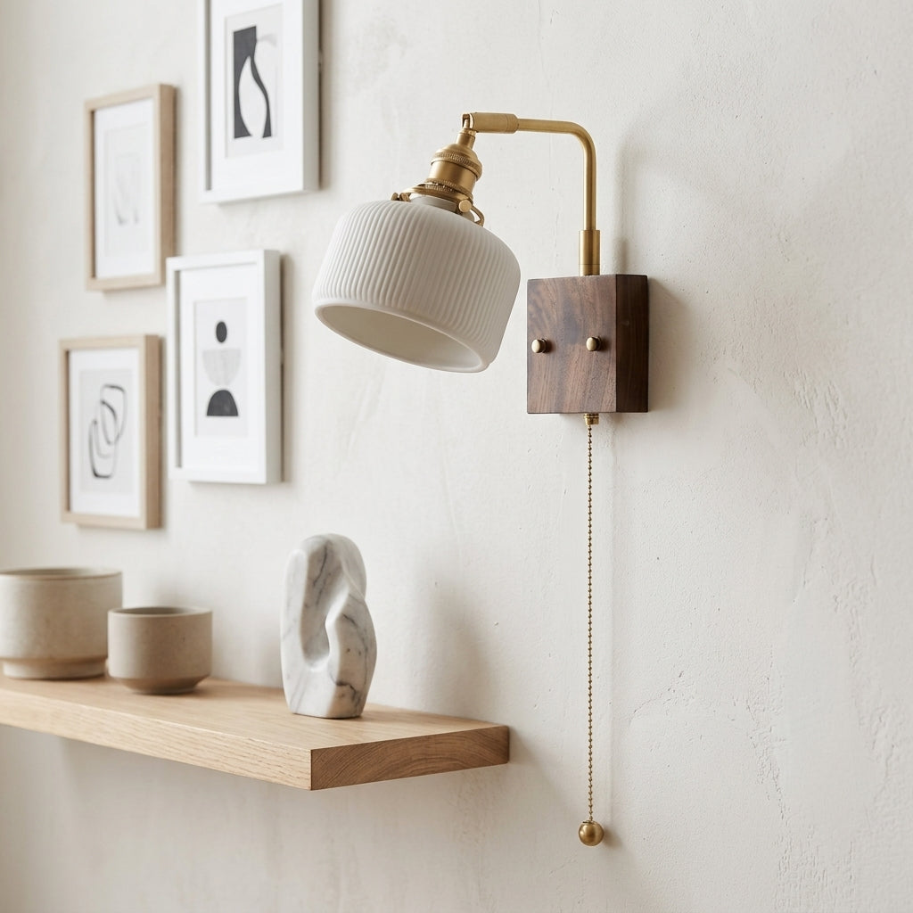 Aster Ribbed Ceramic Wall Light