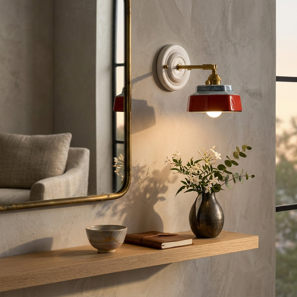 Roselle Hand-Painted Ceramic Wall Sconce