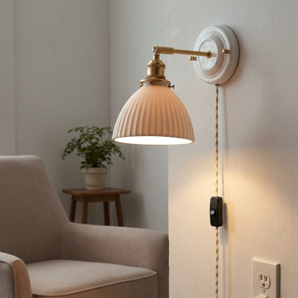 Mirelle Ribbed Ceramic Wall Sconce